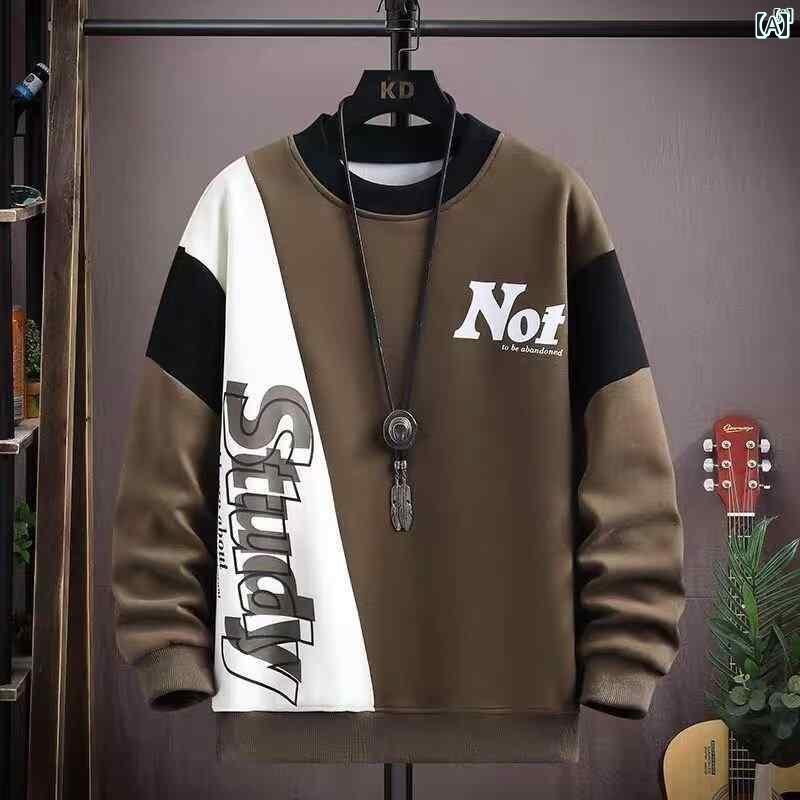 メンズ　男性　メンズファッション　オシャレ　カジュアル スプライス スウェットシャツ 春秋 イン ラウンドネック コート ハイエンド 学生 トップ