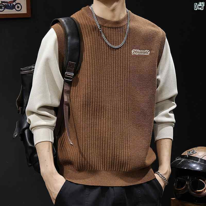 メンズ　男性　メンズファッション　オシャレ　カジュアル カラー ブロック ステッチ 太 糸 セーター メンズ 秋冬 防寒着 厚手 大きいサイズ アウター