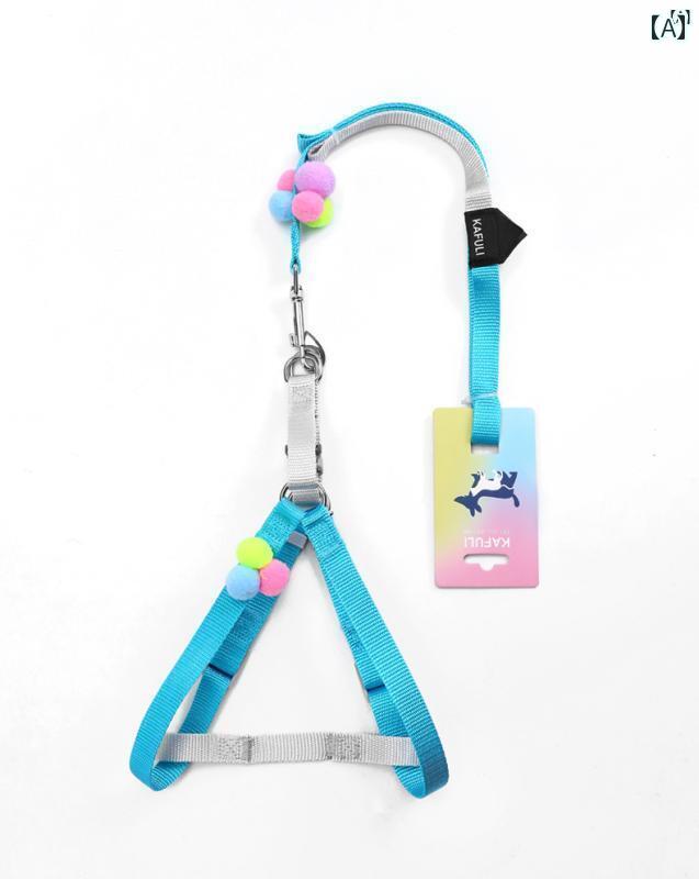 新 カラフル コットン 毛 ボール 猫 牽引 ロープ テディ ポメラニアン 小型 犬 ハーネス ウォーキング(4)