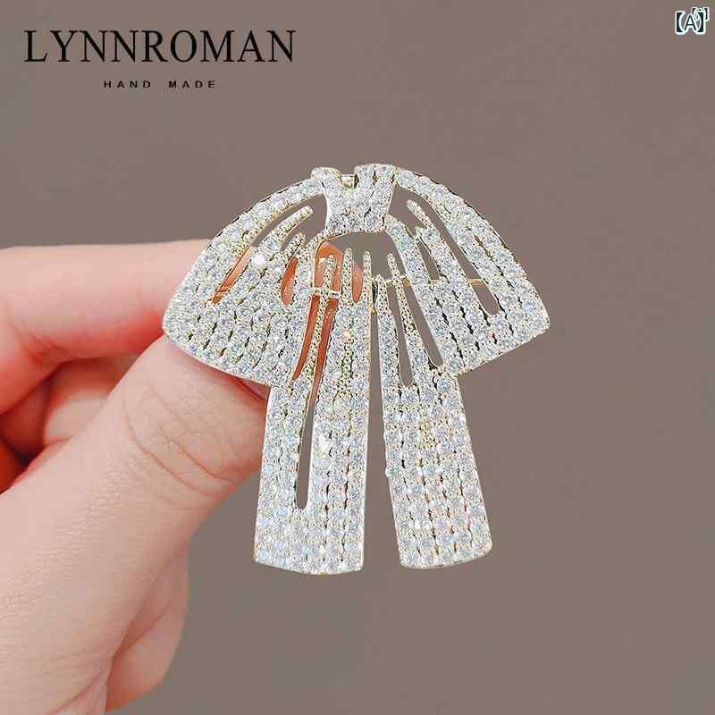 レディース アクセサリー　小物　かわいい　綺麗　ファッション　オシャレ LYNNROMAN フランス ラインストーンリボン ブローチ エレガント ハイエンド レディーススーツ セーター コサージュ シンプル(4)
