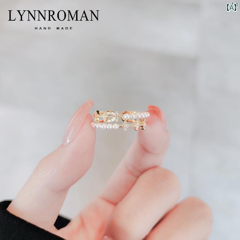 レディース アクセサリー　小物　かわいい　綺麗　ファッション　オシャレ LYNNROMAN シンプル スター リング レディース ハイエンド オープン 個性