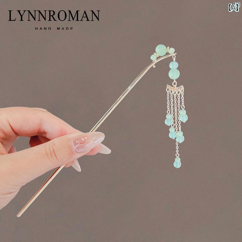 レディース アクセサリー　小物　かわいい　綺麗　ファッション　オシャレ LYNNROMAN レトロ 漢服 レディース 中華風 高級 タッセル ヘアピン 後頭部