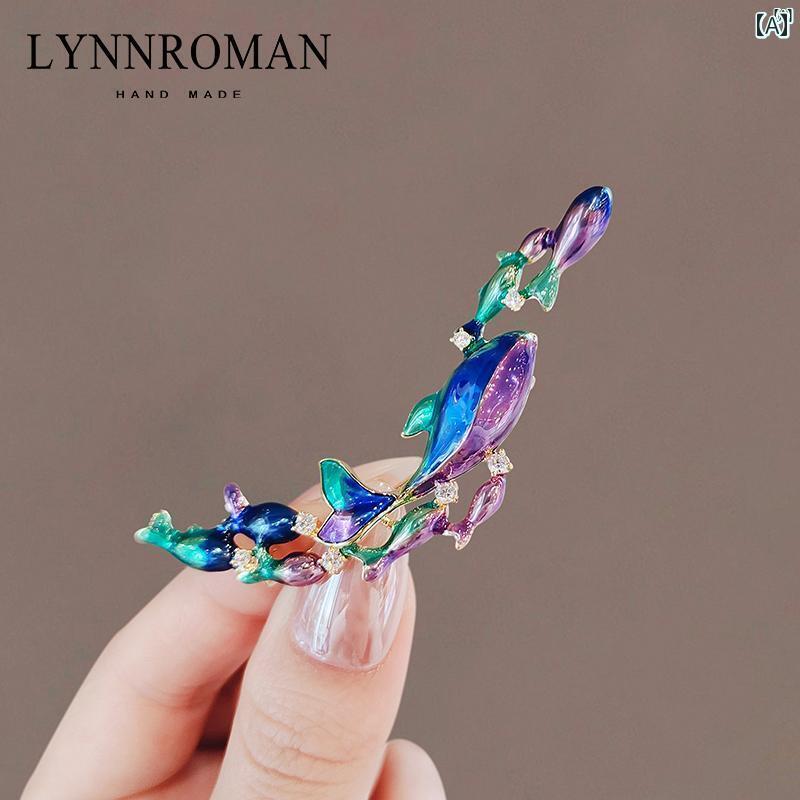 レディース アクセサリー　小物　かわいい　綺麗　ファッション　オシャレ ファンタジー シロナガスクジラ グループ ブローチ ハイエンド ファッション ピン 服