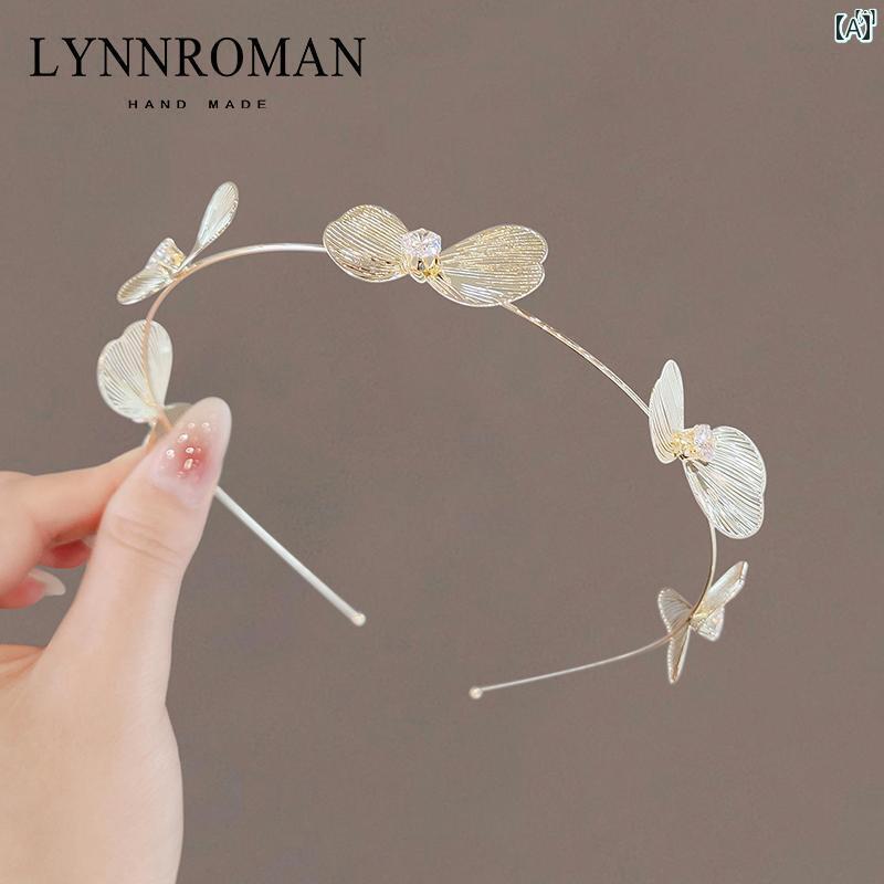 レディース アクセサリー　小物　かわいい　綺麗　ファッション　オシャレ LYNNROMAN ハイエンド ラインストーン リーフ ヘッド バンド レディース プレス 髪 薄手 ヘアピン