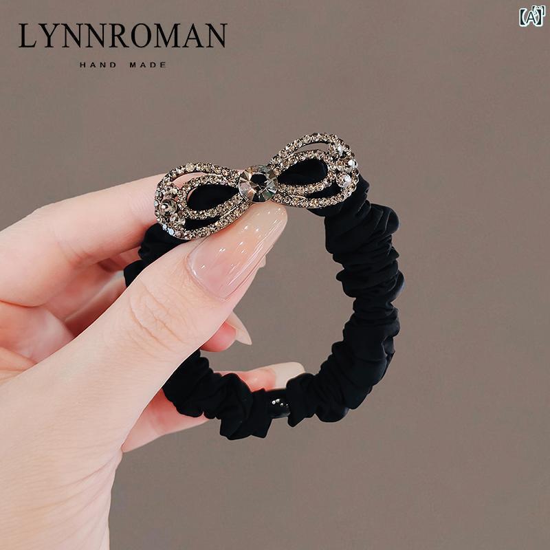 レディース アクセサリー　小物　かわいい　綺麗　ファッション　オシャレ LYNNROMAN ヘア ロープ レディース新 ラインストーン ネクタイ ゴム バンド ヘッド