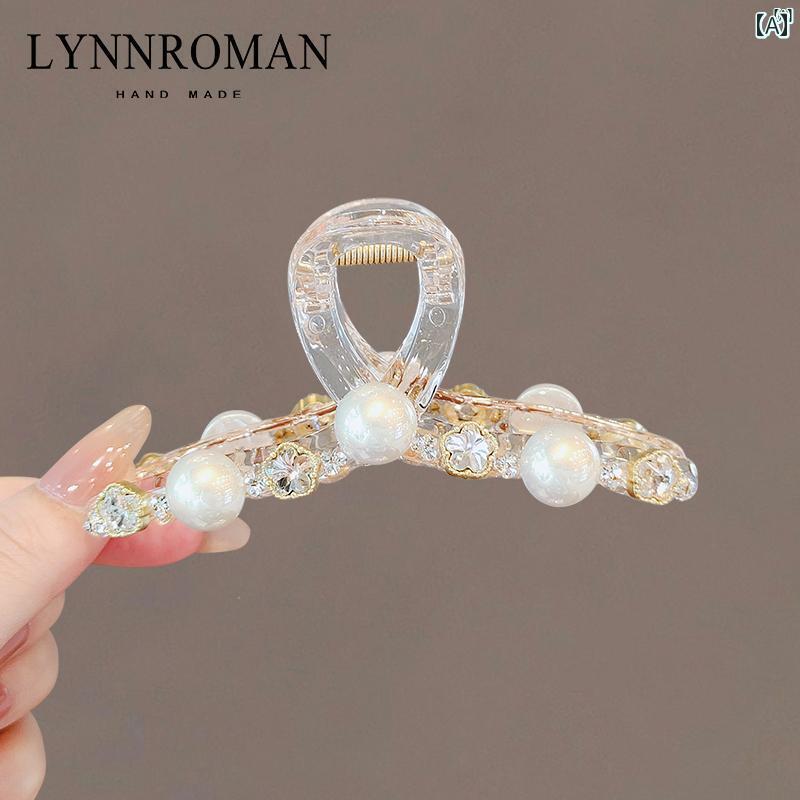 レディース アクセサリー　小物　かわいい　綺麗　ファッション　オシャレ LYNNROMAN フランス 高級 パール ヘアピン レディース 大型 グラバー サメ クリップ後頭部