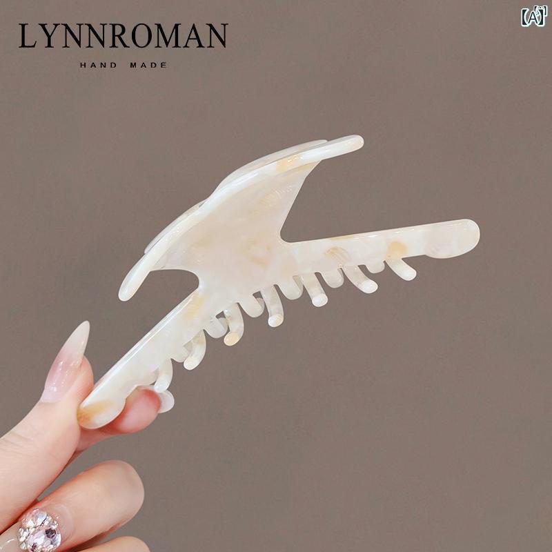 レディース アクセサリー　小物　かわいい　綺麗　ファッション　オシャレ LYNNROMAN ハイエンド バタフライ クリップ レディース 大きい 後頭部 ヘア サメ