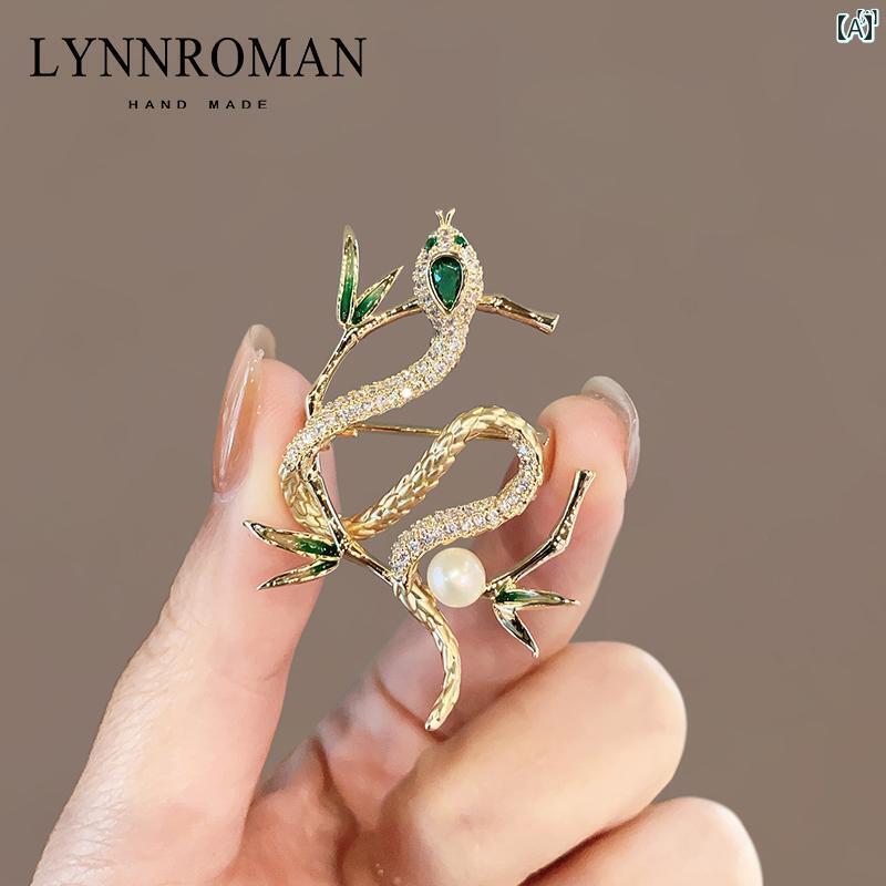 レディース　レディース　アクセサリー　オシャレ　上品 竹 葉 ゴールデン ヘビ ブローチ ハイエンド フェミニン スーツ ジャケット コサージュ