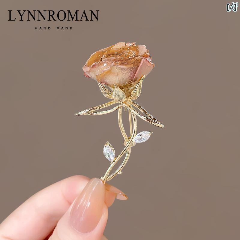 レディース　レディース　アクセサリー　オシャレ　上品 エレガント バラ 花 ブローチ 高級 衣類 アク..