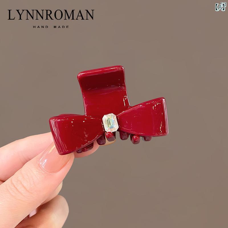 レディース　レディース　アクセサリー　オシャレ　上品 レッド クリップ M サイズ ブライダル ハーフ タイ ヘア シャーク クリップ後頭部