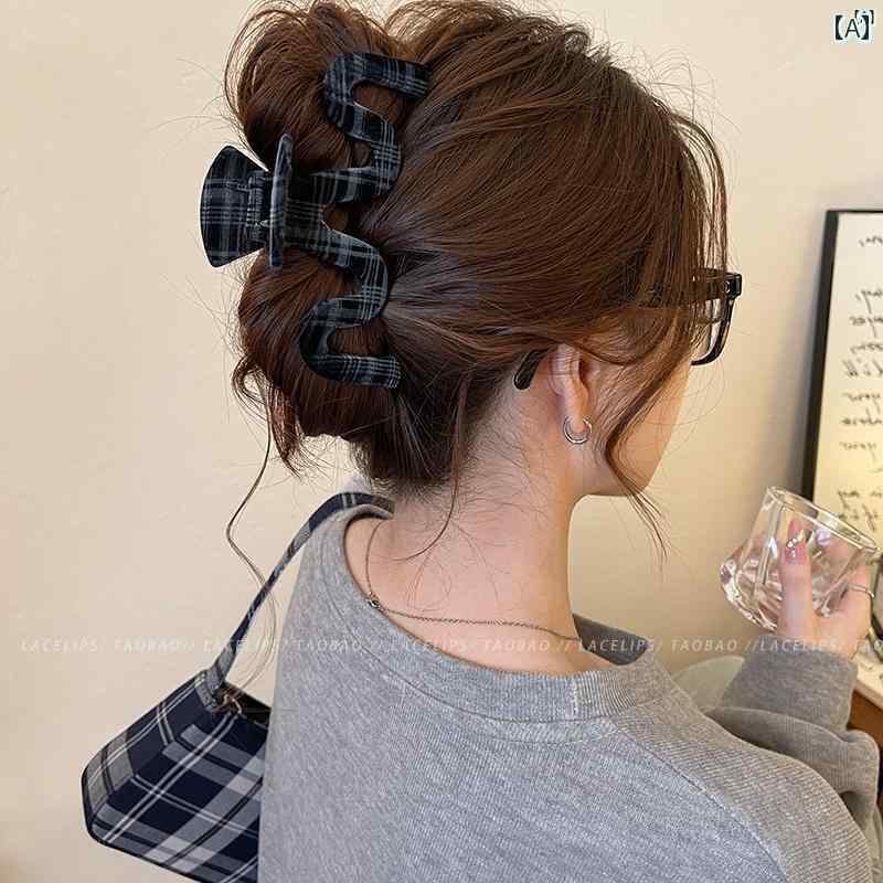 レディース　ファッション　レディース　オシャレ　綺麗　アクセサリー グレー ベルベット グラブ クリップ 高級 ヘア 秋後頭部 サメ カチューシャ