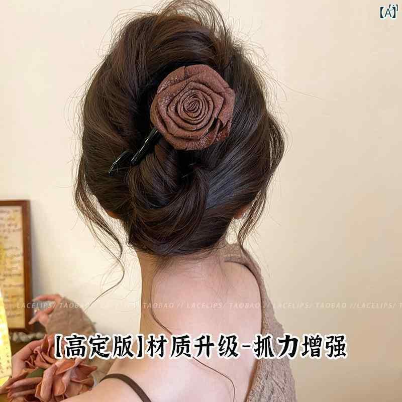 レディース　ファッション　レディース　オシャレ　綺麗　アクセサリー 中華風 ドライローズ フラワー ツイスト クリップ グラバー レディー スワン ワード ヘアピン ヘッド バンド後頭部 髪用