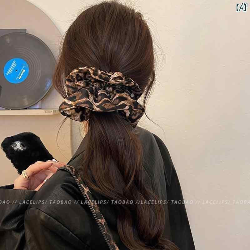 樂天商城 - レディース　ファッション　レディース　オシャレ　綺麗　アクセサリー 秋冬 ハイエンド スエード ヒョウ柄 ヘア リング ヘッド バンド 高耐久性 ボール ポニーテール ロープ アクセサリー