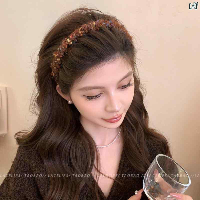 レディース　ファッション　レディース　オシャレ　綺麗　アクセサリー カラフル 編み込み 波状 ヘッド バンド ハイエンド 初秋 ハイ 顔 小柄 ヘアピン 帽子