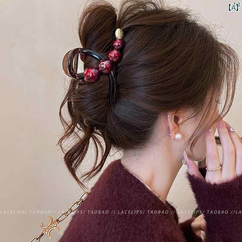 レディース　ファッション　レディース　オシャレ　綺麗　アクセサリー エレガント ハイエンド パール ヘア クリップ大 ゴールド ラベル サメ クリップ アクセサリー