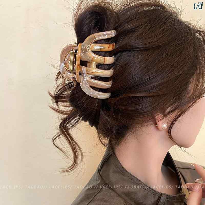 レディース　ファッション　レディース　オシャレ　綺麗　アクセサリー Ju Neng Catch 大きめ サイズ インク パンプキン クリップ ハイエンド後頭部 サメ ヘア アクセサリー 秋
