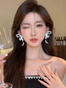 レディース ファッション レディース オシャレ 綺麗 アクセサリー フル リボン ボウ イヤリング シルバー ニードル クール ハイエンド