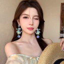 レディース ファッション レディース オシャレ 綺麗 アクセサリー シンフォニー ガーデン 透明 花 水球 イヤリング ライト 高級 誇張 耳 アクセサリー