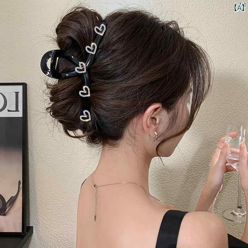 乐天商城 - レディース　ファッション　レディース　オシャレ　綺麗　アクセサリー ラブ ラインストーン 初夏 クリップ 大型 頭飾り ヘア バック ヘッド アクセサリー ハイエンド サメ