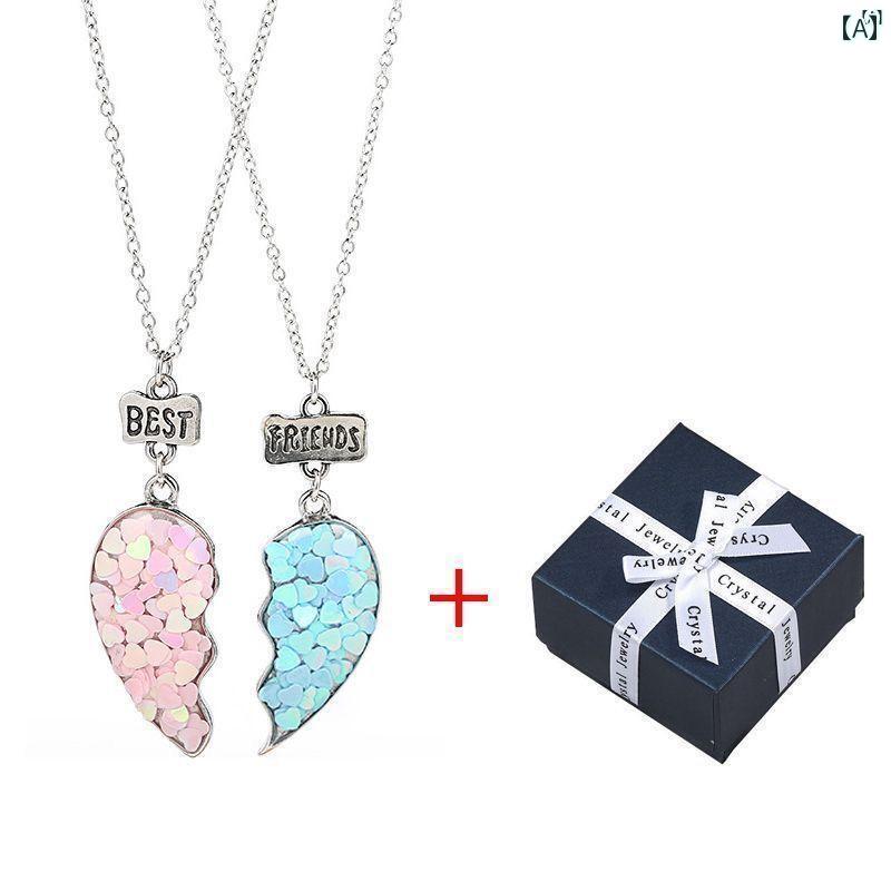 ユニセックス 男性 レディース アクセサリー オシャレ 親友 ガールフレンドへ 卒業 シーズン ギフト ラブ スパンコール 磁気 ペンダント ボックス ブレスレ...