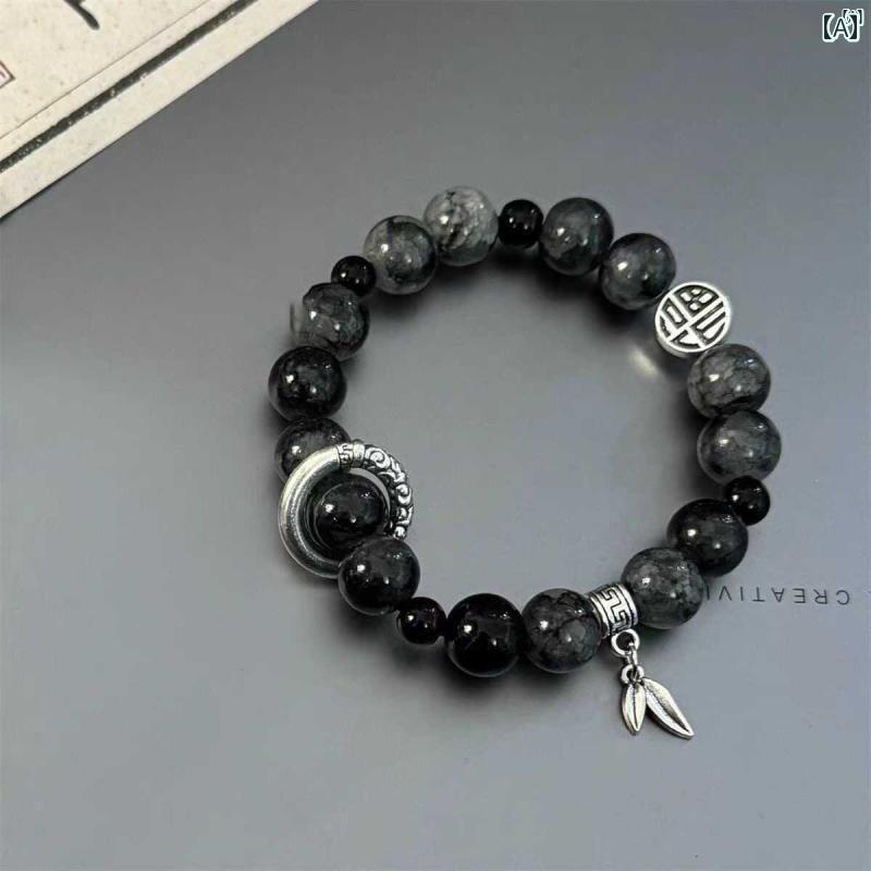 ユニセックス 男性 レディース アクセサリー オシャレ 中華風 氷 ひび割れ ビーズブレスレットットット ット 男性 高そう ガラス ブレスレットットット ファッション レトロ アクセサリー