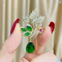 ユニセックス 男性 レディース アクセサリー オシャレ 高級 エメラルド フラワー ペンダント ブローチ 軽量 ドレス スーツ コート アクセサリー レディース...