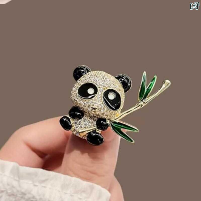 ユニセックス 男性 レディース アクセサリー オシャレ 中華風 かわいい パンダ ブローチ 中国 動物 祭り 竹 上昇 コサージュ 露出 防止 ピン アクセサリー レディース