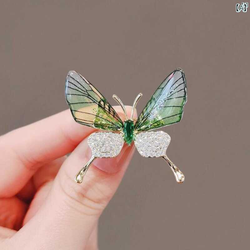 ユニセックス 男性 レディース アクセサリー オシャレ 蝶 ブローチ 高級 レディースファッション コサージュ シンプル スーツ アクセサリー