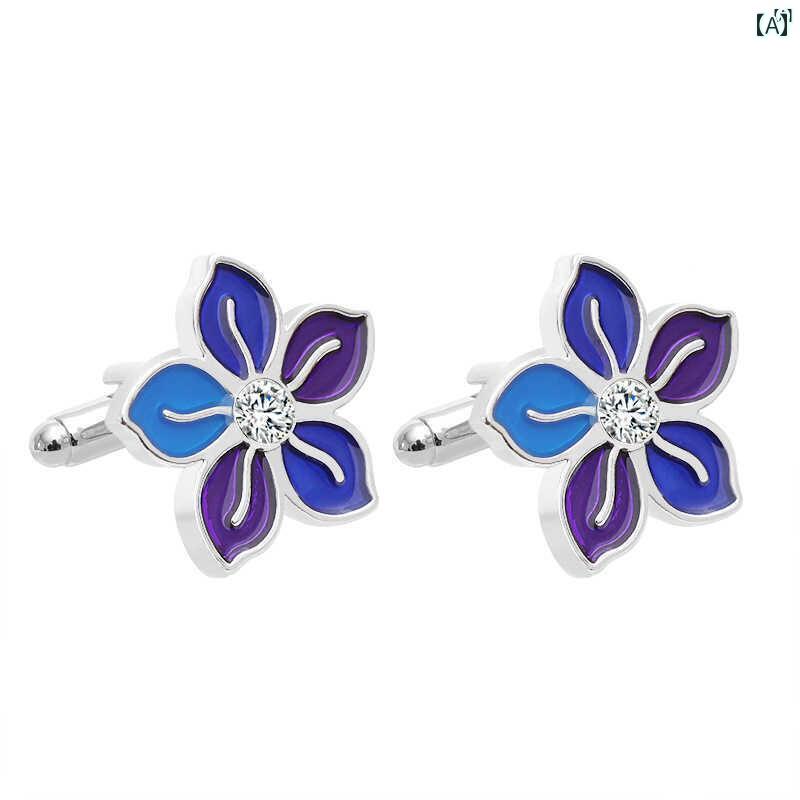 ユニセックス 男性 レディース アクセサリー オシャレ アメリカ ファッション エナメル ブルー シャツ 花婿 付添 グレー 滴る スーツ カフス アクセサリー ひまわり