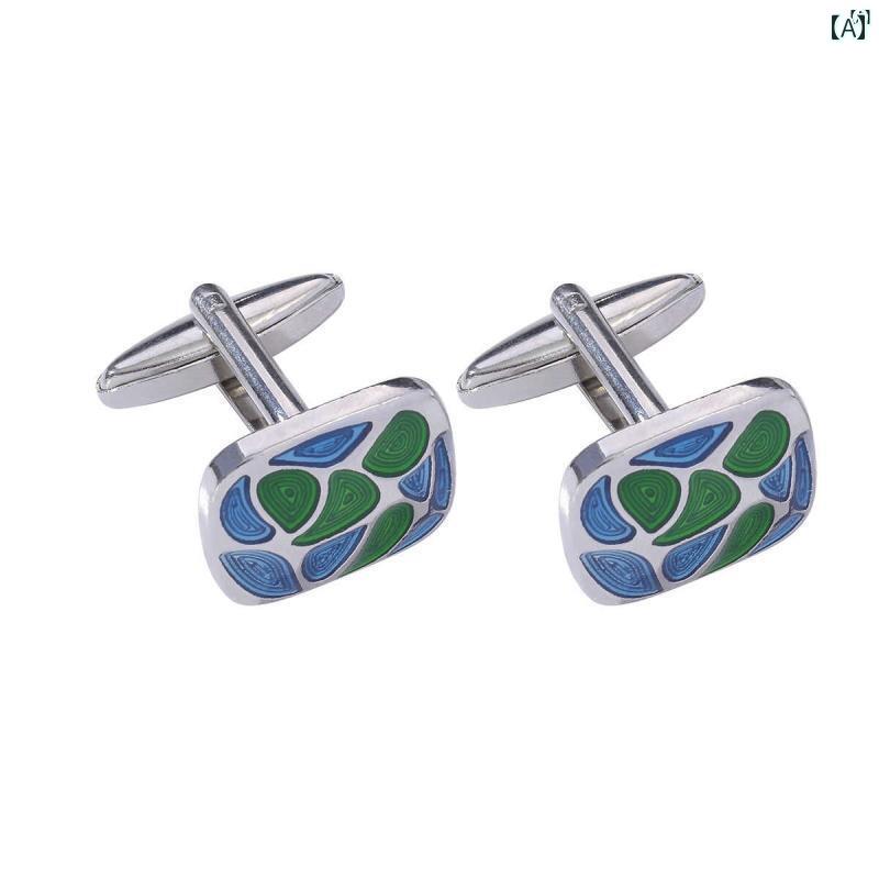 ユニセックス 男性 レディース アクセサリー オシャレ アメリカ エナメル 塗装 カフリンクス メンズ シャツ スーツ フランス レトロ 軽量 高級感 手 装飾...