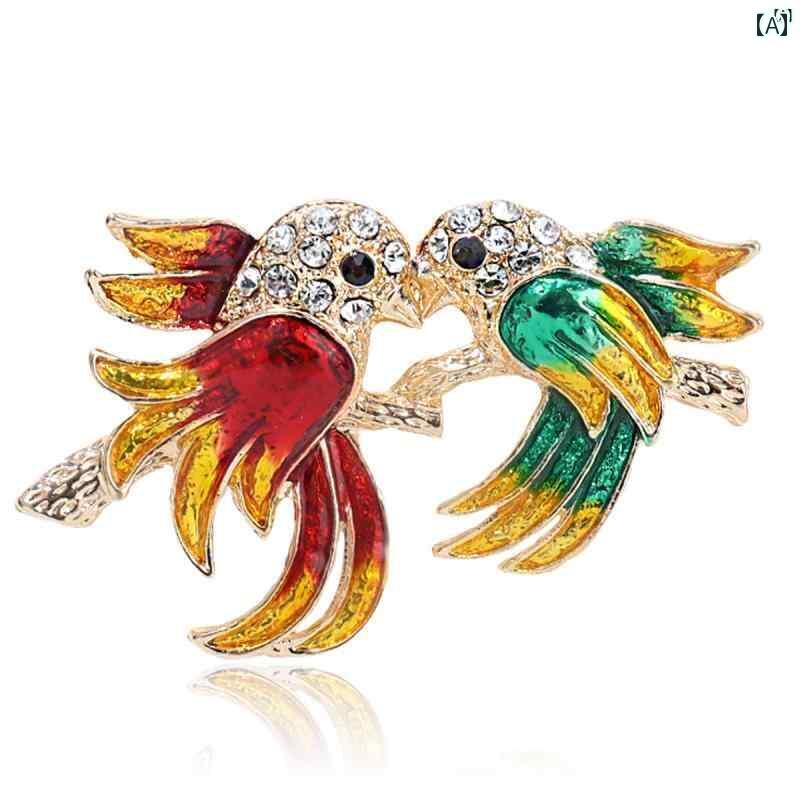 ユニセックス 男性 レディース アクセサリー オシャレ レトロ フランス 宮殿 カラフル クロウタドリ ブローチ ハイエンド コサージュピン スーツ アクセサリー