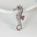 ユニセックス 男性 レディース アクセサリー オシャレ アメリカ ジュエリー コサージュ ラインストーン タツノオトシゴ ブローチ メンズレディース ピン 個性...