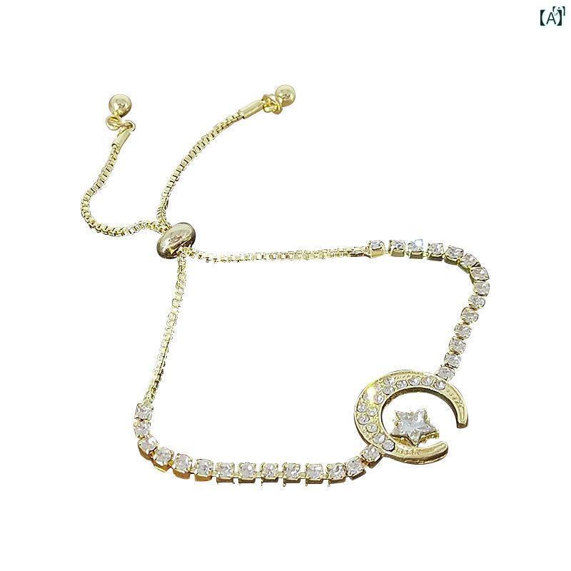 ユニセックス 男性 レディース アクセサリー オシャレ 韓国 ムーンスター ジルコン ブレスレットットット ット イン