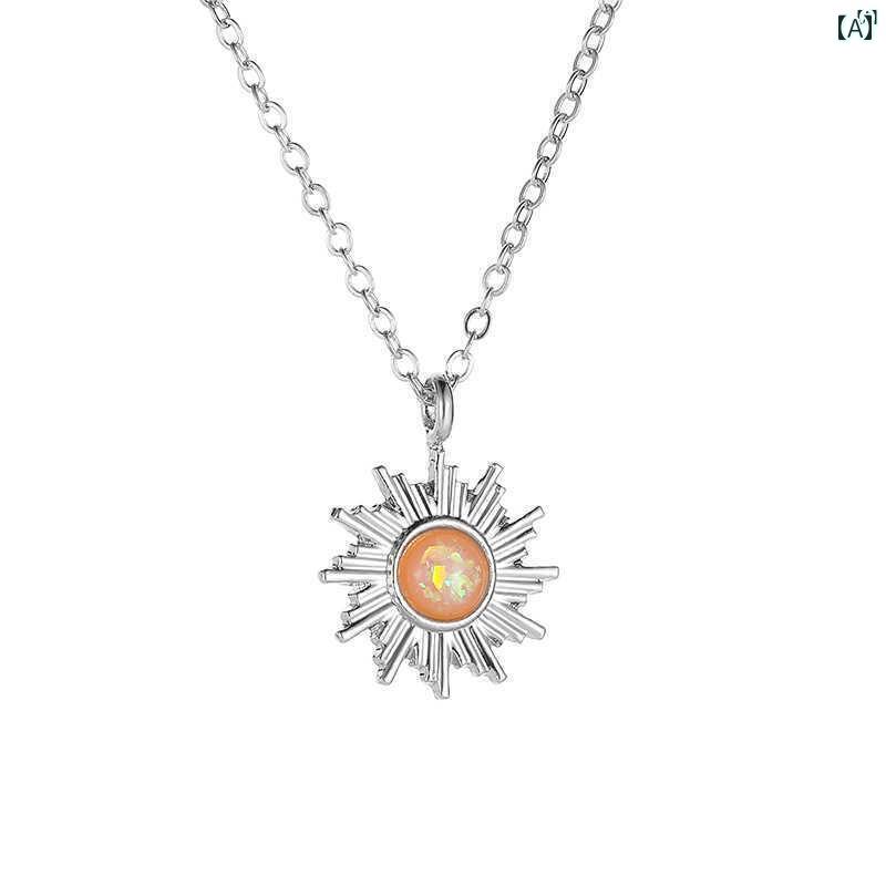 ユニセックス 男性 レディース アクセサリー オシャレ ネックレス レディース 太陽 ペンダント イン ファッション チタン鋼 ジュエリー ライト 高級 アクセサリー