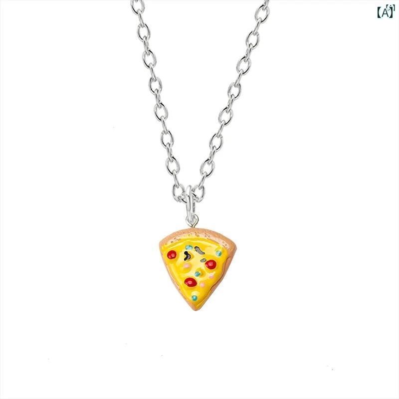 ユニセックス 男性 レディース アクセサリー オシャレ おいしい ピザ 幼 じみ チェーン かわいい 三角形 フード チャームネックレス 親友 キー BFF ネ...