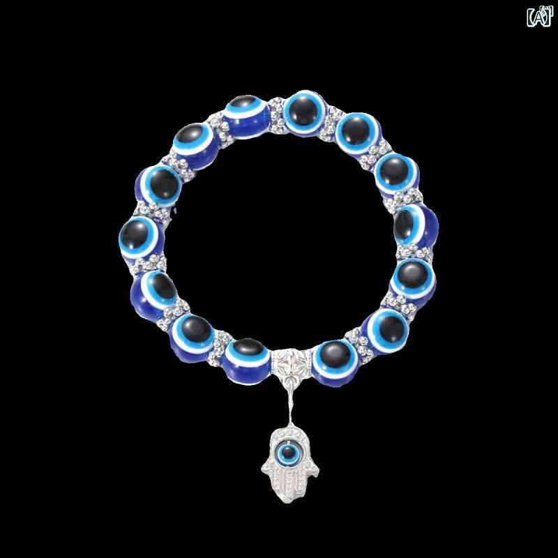 ユニセックス 男性 レディース アクセサリー オシャレ トルコ ハンド ジュエリー レトロ ブルーアイ ビーズ ファティマ 手 ブレスレットットット ット ファッション 邪 眼 メンズ
