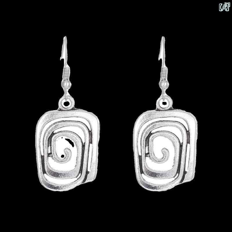 ユニセックス 男性 レディース アクセサリー オシャレ 韓国 誇張 幾何学 合金 ペンダント イヤリング レトロ エスニック 創造的 渦 ギフト