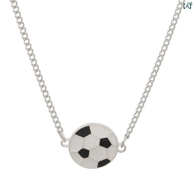 ユニセックス 男性 レディース アクセサリー オシャレ ファッション サッカー ペンダント ネックレス 貯蓄 カップル ブラック ホワイト 幾何学的 親友 ギフ...