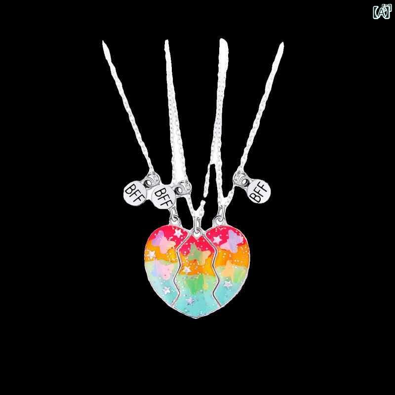 ユニセックス 男性 レディース アクセサリー オシャレ 2また 3用 磁気 ラブ ネックレス スパンコール ..