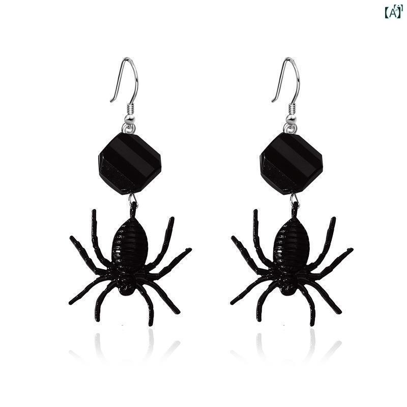 ユニセックス 男性 レディース アクセサリー オシャレ アメリカ 誇張 スパイダーイヤリング ダーク ガール ストリート クール ハロウィンアクセサリー ギフト