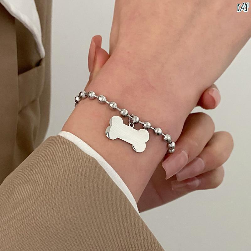 ユニセックス 男性 レディース アクセサリー オシャレ シンプル ステンレス 骨 ブレスレットットット ット イン ヒップ ホップ ボール チェーン 手 装飾 ...