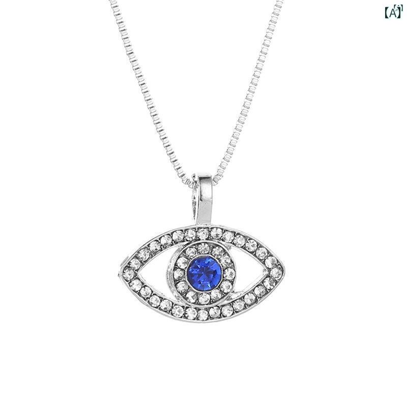 ユニセックス 男性 レディース アクセサリー オシャレ アメリカ ブルー い目 ネックレス 鎖骨 チェーン メンズレディース カップル ギフト