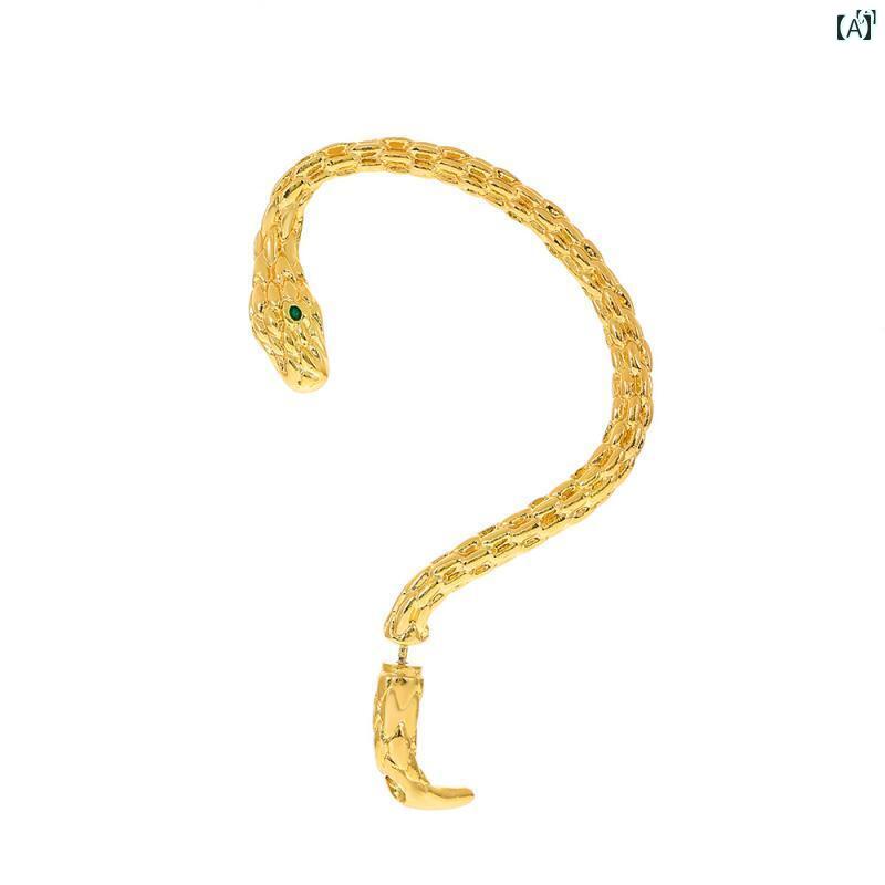 ユニセックス 男性 レディース アクセサリー オシャレ 巻き 耳 フック ヘビ形 イヤリング パンク レトロ 誇張 カップル