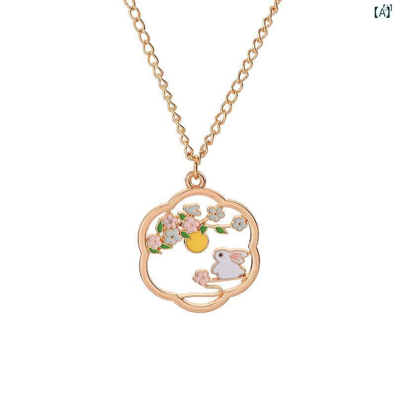 ユニセックス 男性 レディース アクセサリー オシャレ ナショナル レトロ ネックレス 小柄 ウサギ 猫 鹿 ペンダント 友 親友へ ギフト