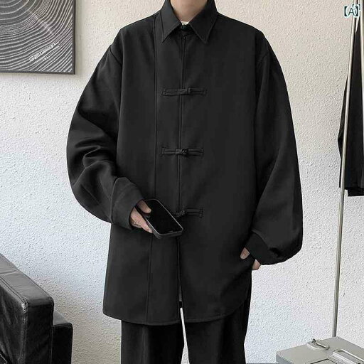 メンズ ファッション カジュアル 長袖 シャツ 中華風 漢服 ハイエンド ジャケット 春 トップ レトロ メンズ ファッション カジュアル 長袖 シャツ 中華風 漢服 ハイエンド ジャケット 春 トップ レトロ