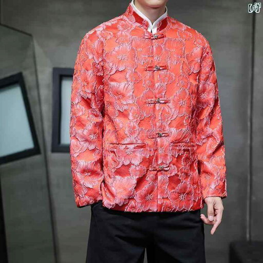 メンズ ファッション カジュアル 中華風 レトロ ジャカード ディスク ボタン スーツ 秋新 スタンドカラー 唐 ジャケット 漢服 メンズ ファッション カジュアル 中華風 レトロ ジャカード ディスク ボタン スーツ 秋新 スタンドカラー 唐 ジャケット 漢服