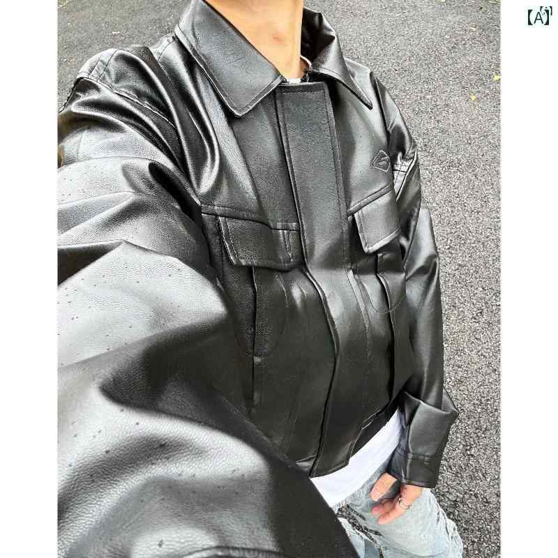 メンズ　ファッション　カジュアル アボカド グリーン クリーン フィット レザージャケット 秋冬 ハイ..