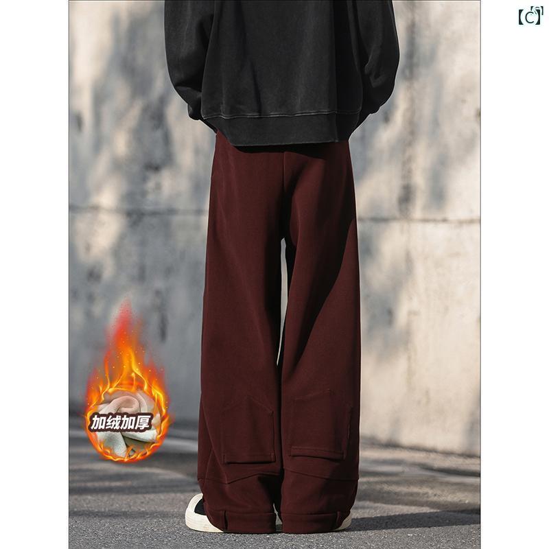 メンズ　ファッション　カジュアル リラックスウェア 厚手 ベルベット スウェットパンツ 冬 カジュアル パンツ アメリカン ストリート ドレープ 感 ワイド