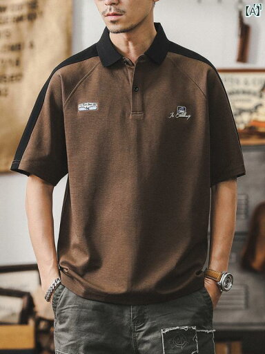 メンズ カジュアル 男性 オシャレ 夏用 アメリカン レトロ クラシック 半袖 Tシャツ たり スプライシング ポロシャツ メンズ カジュアル 男性 オシャレ 夏用 アメリカン レトロ クラシック 半袖 Tシャツ たり スプライシング ポロシャツ
