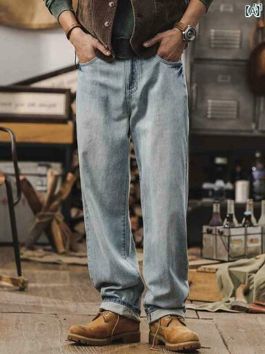 メンズ カジュアル 男性 オシャレ 夏 薄手 リヨセル テンセル ジーンズ メンズ ストリート ファッション ストレート レッグ カジュアル パンツ ドレープ ワイド メンズ カジュアル 男性 オシャレ 夏 薄手 リヨセル テンセル ジーンズ メンズ ストリート ファッション ストレート レッグ カジュアル パンツ ドレープ ワイド